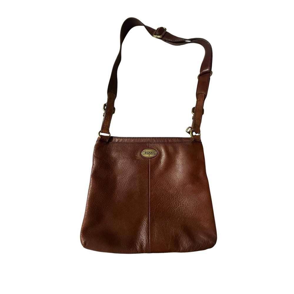 Fossil Explorer Crossbody Bag Dark Tobacco Brown Cow Hide Leather Handbag Purse